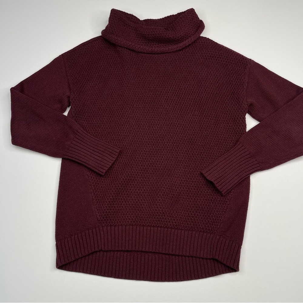Athleta Sweater Turtleneck Breckenridge Maroon Chunky Knit Comfy Office Autumn - Picture 2 of 12